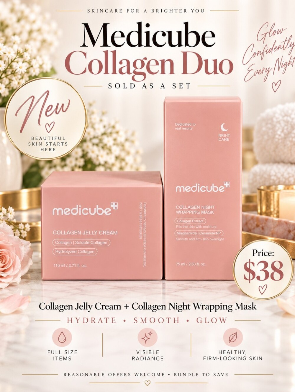 Medicube Collagen Jelly Cream & Night Wrapping Mask NIB